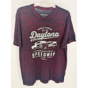 NASCAR Daytona International Speedway Graphic T Shirt Mens Size Large Red Blue